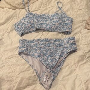 Floral Blue and White Bikini Set